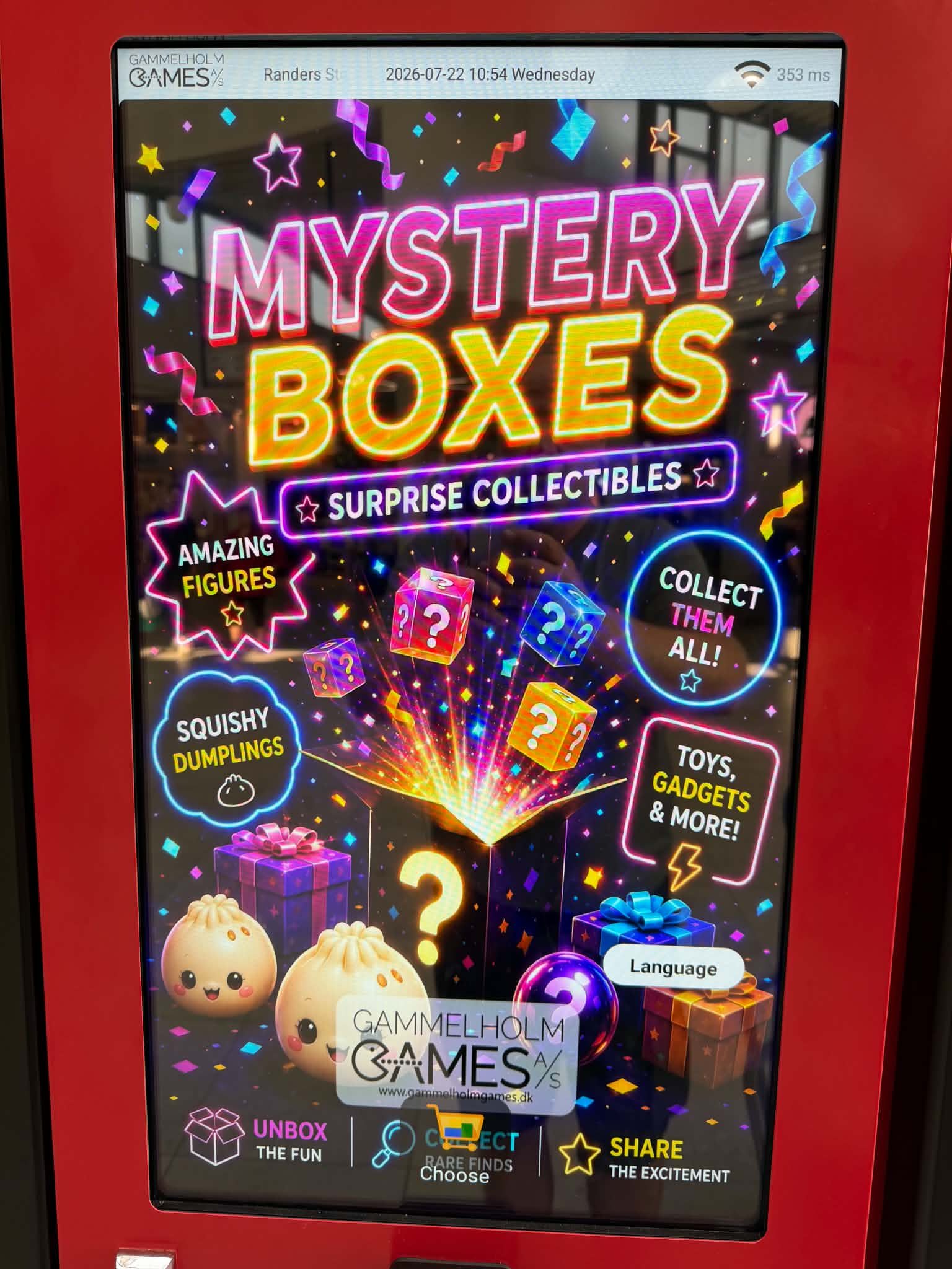 RoboShop touchskærm med mystery boxes